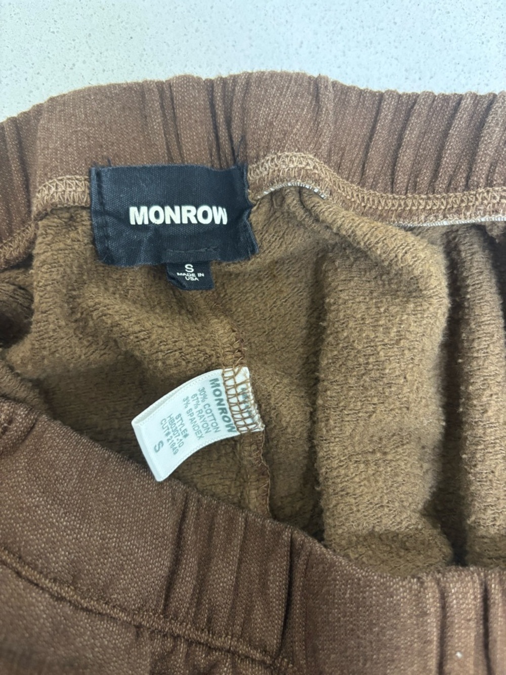 Monrow Softfleece Joggers Brown Elastic Waist Lounge Pants Size Small revolve - Picture 7 of 7